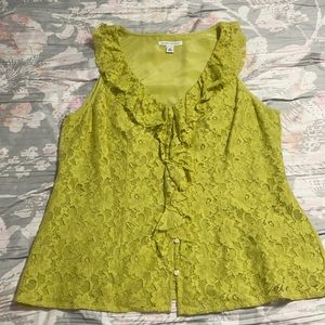 Banana republic sleeveless ruffle lace front top